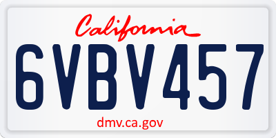 CA license plate 6VBV457