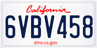 CA license plate 6VBV458