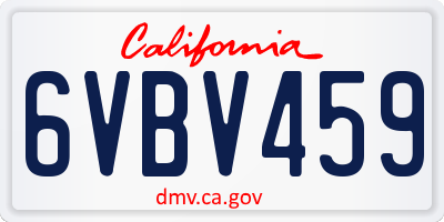 CA license plate 6VBV459