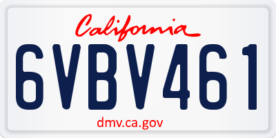 CA license plate 6VBV461