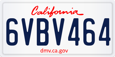 CA license plate 6VBV464