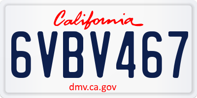 CA license plate 6VBV467