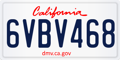 CA license plate 6VBV468
