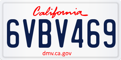 CA license plate 6VBV469