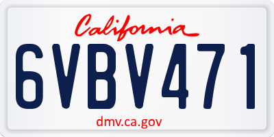CA license plate 6VBV471