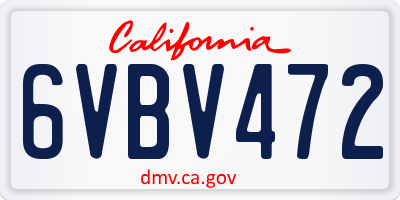 CA license plate 6VBV472