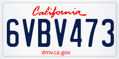 CA license plate 6VBV473