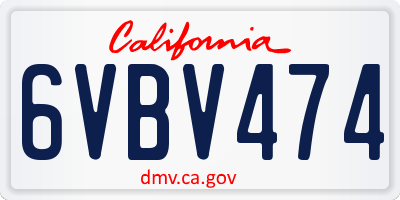 CA license plate 6VBV474