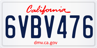 CA license plate 6VBV476