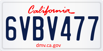 CA license plate 6VBV477