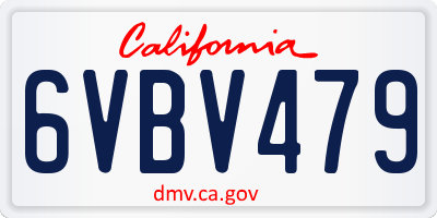 CA license plate 6VBV479