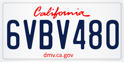 CA license plate 6VBV480