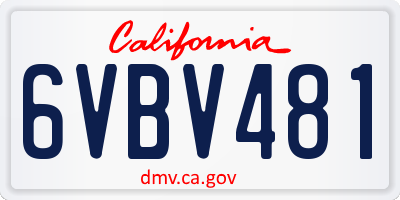 CA license plate 6VBV481