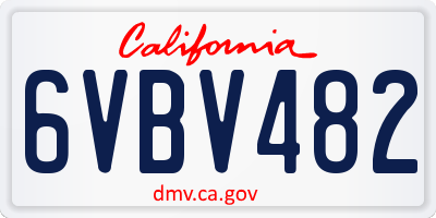CA license plate 6VBV482