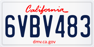 CA license plate 6VBV483