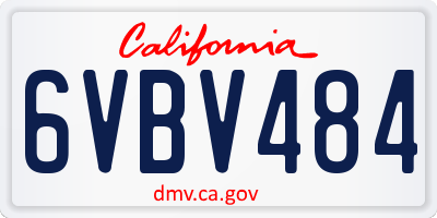 CA license plate 6VBV484