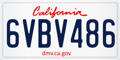 CA license plate 6VBV486