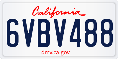 CA license plate 6VBV488