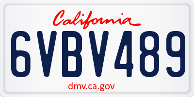 CA license plate 6VBV489