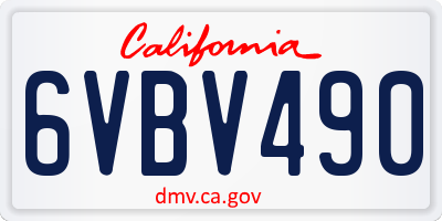 CA license plate 6VBV490