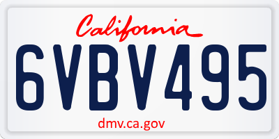 CA license plate 6VBV495