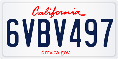 CA license plate 6VBV497