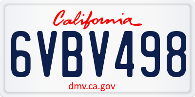 CA license plate 6VBV498