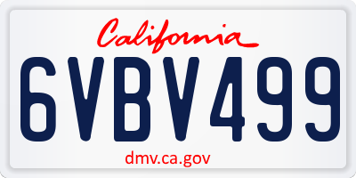 CA license plate 6VBV499