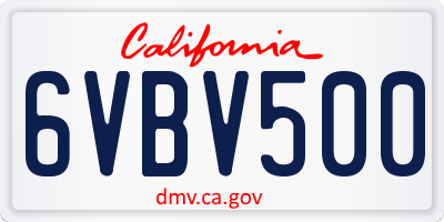 CA license plate 6VBV500