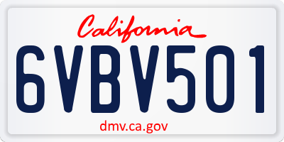 CA license plate 6VBV501