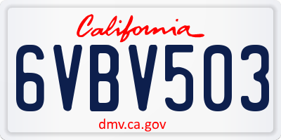 CA license plate 6VBV503
