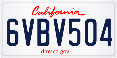 CA license plate 6VBV504