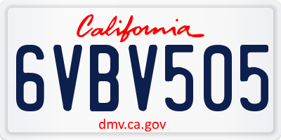 CA license plate 6VBV505