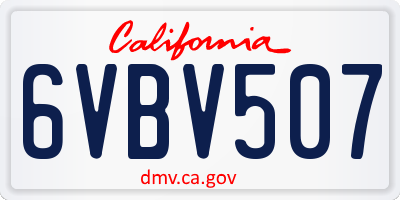 CA license plate 6VBV507