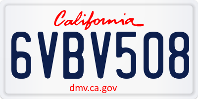 CA license plate 6VBV508