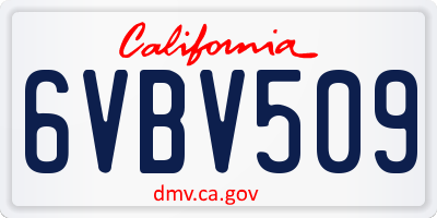 CA license plate 6VBV509