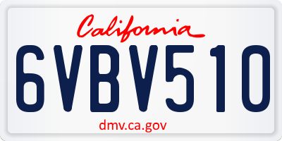 CA license plate 6VBV510
