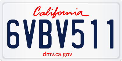 CA license plate 6VBV511