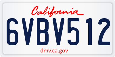 CA license plate 6VBV512
