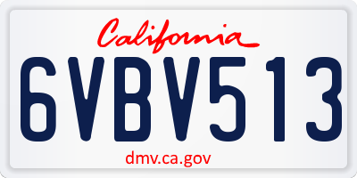CA license plate 6VBV513