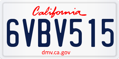CA license plate 6VBV515
