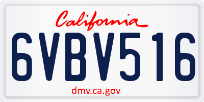 CA license plate 6VBV516