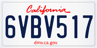 CA license plate 6VBV517