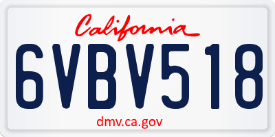 CA license plate 6VBV518