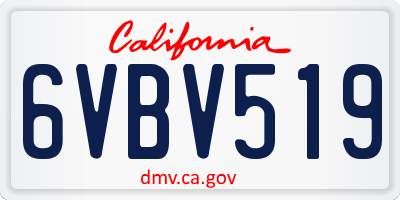 CA license plate 6VBV519
