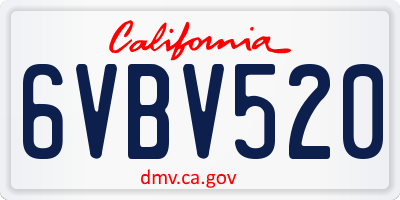 CA license plate 6VBV520
