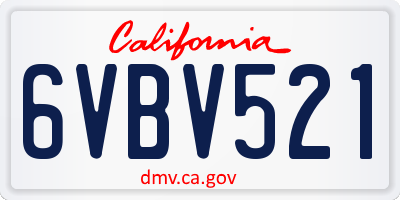 CA license plate 6VBV521