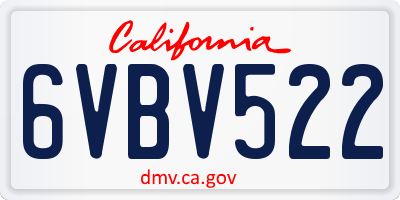 CA license plate 6VBV522