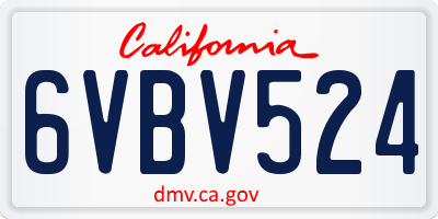 CA license plate 6VBV524