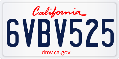 CA license plate 6VBV525